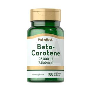 Pipingrock朴诺β胡萝卜素护眼软胶囊补充维生素A夜盲正品