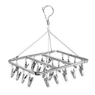 顺艺铝合金26夹袜子晾晒架家用晒袜子神器多夹子晾衣架多功能裤架