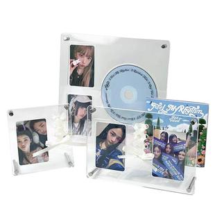 亚克力CD唱片小卡展示架专辑收纳盒丝带款3寸照片相框桌面摆件