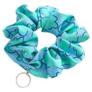 原创发饰法式风情超大肠圈孔雀蓝绿发圈飘带发绳蝴蝶结OL复古头花