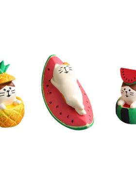 遇见丨躺西瓜猫创意可爱桌面车载小摆件礼品办公室女生装饰高级感