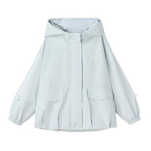 笛莎官方旗舰童装女童外套连帽秋季新款大童女孩儿童时尚好看上衣