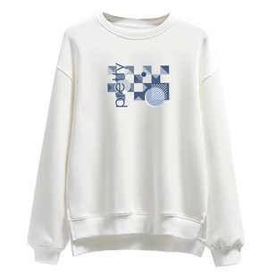 女士纯棉卫衣开叉圆领宽松下摆不收口中年妈妈长袖t恤春秋加绒