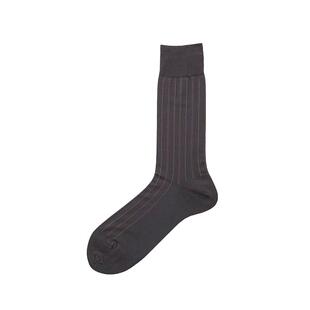 Tabio袜子男竖条纹商务正装西装长袜秋冬男士中筒袜黑色袜子