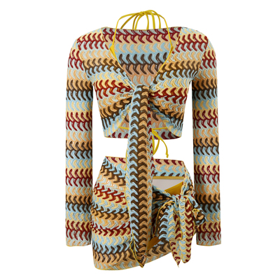 波西米亚风比基尼四件套温泉泳衣