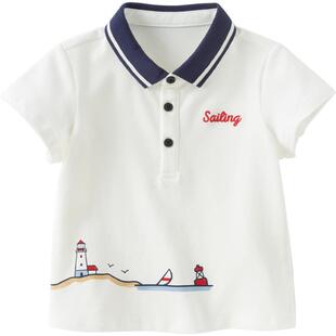 戴维贝拉2026新款夏装男童短袖T恤儿童洋气POLO衫上衣宝宝打底衫