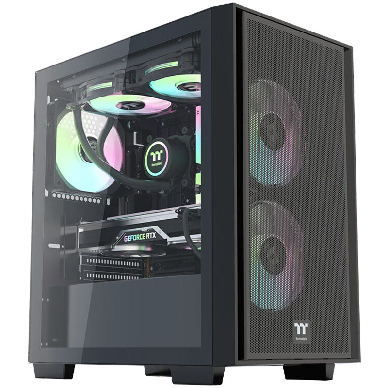 TT启航者F4白色Mini小机箱水冷MATX主板玻璃侧透台式电脑主机箱