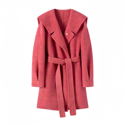 海军领双面羊绒大衣女中长款2025新款秋冬高端气质小个子毛呢外套