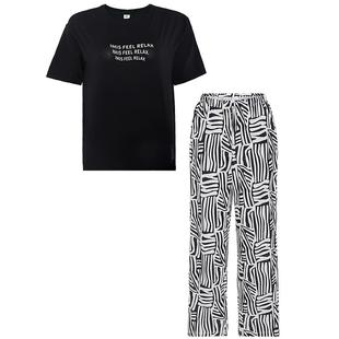 爱美丽睡衣女士休闲凉感棉质圆领短袖长裤家居服睡衣套装IM46BRJ1