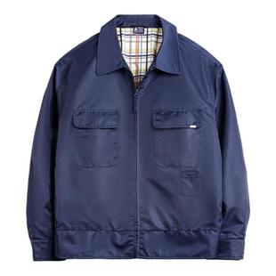 马登工装美式复古海军蓝刺绣夹克字母翻领拉链尼龙休闲外套男春