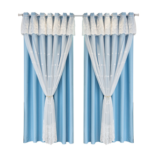 窗帘遮光2025新款女孩房间客厅遮光窗帘卧室双层带纱轻奢现代简约