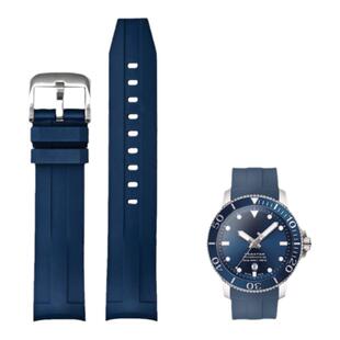 适用天梭海星表带氟橡胶蝴蝶扣tissot T120407A弧形表带潜水运动