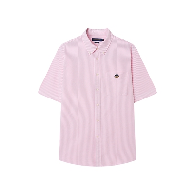 TeenieWeenie小熊男装2026年春日常通勤条纹牛津纺翻领短袖衬衫