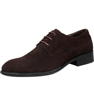 春季韩版尖头休闲鞋英伦反绒男鞋磨砂翻毛皮鞋男百搭潮鞋增高单鞋