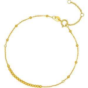 周六福黄18K金手链女au750彩金圆珠串珠手饰多彩送女生节日礼物