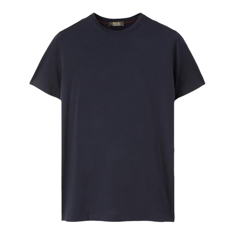 Loro Piana/诺悠翩雅男装绵羊毛海军蓝短袖简约百搭T恤