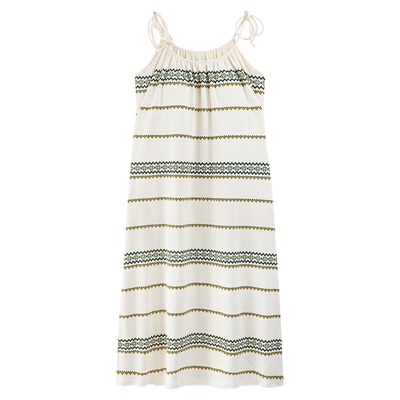 女士条纹吊带睡裙自带胸垫云朵棉