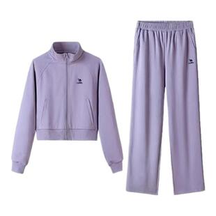 骆驼运动套装女秋冬新款针织立领情侣装棉感透气卫衣卫裤两件套男