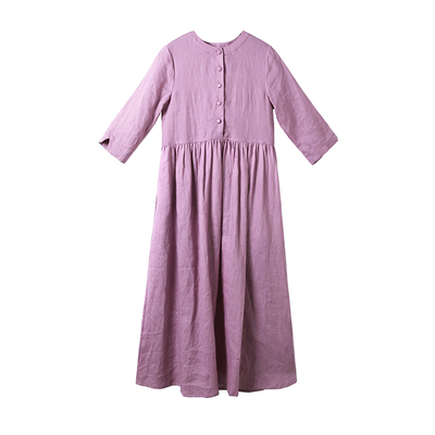 亚麻宽松显瘦气质复古文艺连衣裙