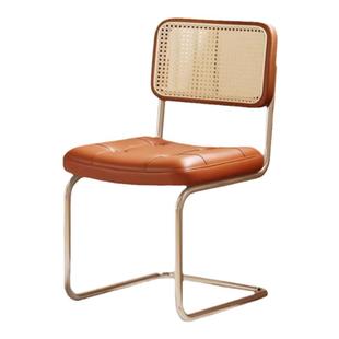 餐椅家用实木藤编中古风餐桌凳子ins北欧复古民宿咖啡厅靠背椅子