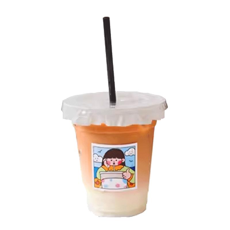 网红95口径PET冷饮杯加厚一次性咖啡杯奶茶杯外卖打包塑料杯星爸
