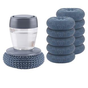 按压洗锅长手柄钢丝球粗钢丝球清洁球洗碗刷锅不生锈不掉丝不伤锅