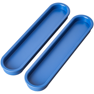 B.U克莱因蓝移门隐形内嵌入式折叠推拉口袋移门衣柜左右扣手