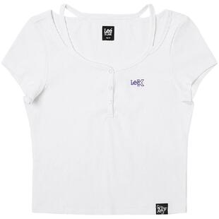 Lee修身版型圆领镂空设计刺绣Logo女短袖T恤休闲潮流LWT009876207