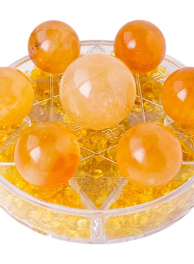 天然黄水晶七星阵聚财摆件厨房