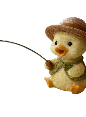 原创小黄鸭钓鱼摆件装饰品