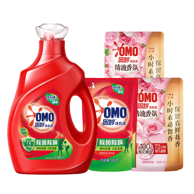 奥妙天然酵素除菌除螨洗衣液家用实惠装长效抑菌官方旗舰店正品