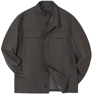 柏品羊毛混纺立领轻猎装夹克男款2026春季新款老钱风复古薄款外套