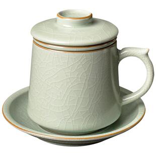 容山堂天青汝窑汝瓷茶杯办公杯茶水分离泡茶杯老板杯新年礼盒礼物