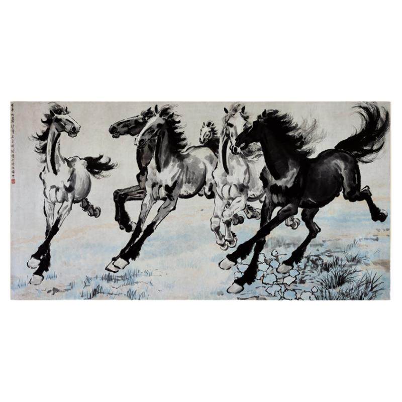 徐悲鸿 奔马图 名家仿古字画国画微喷复制装饰画横幅装裱礼品挂画