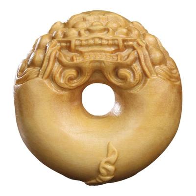 黄杨木雕招财貔貅平安扣挂件脖挂