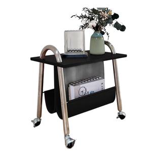 稍安物造 中复古北欧沙发边几实木床头柜轻奢简约移动小茶几推车