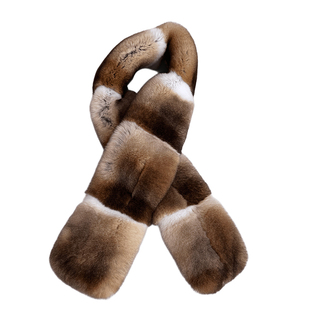 法产青紫蓝獭兔毛围巾女冬季保暖双面皮草渐变龙猫纹交叉气质围脖