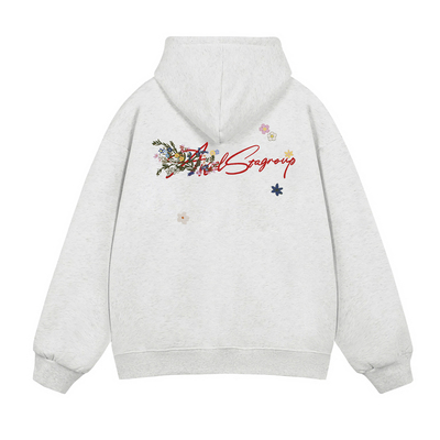 STA旗舰店美式潮牌刺绣花卉字母连帽卫衣男女秋冬季重磅情侣外套