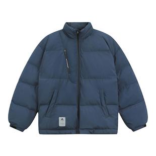 吕小虎冬季90白鸭绒蓝色立领羽绒服男休闲面包服男生潮流加厚外套