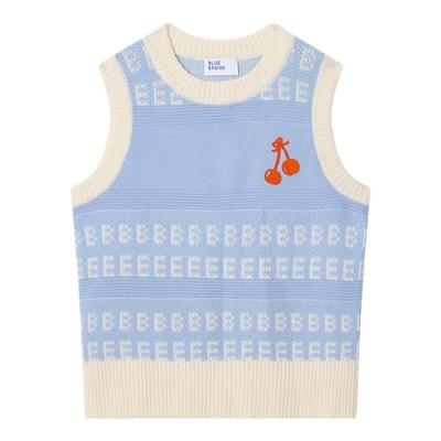 BLUE ERDOS 冬季新品简约百搭羊毛羊绒圆领樱桃刺绣提花女背心