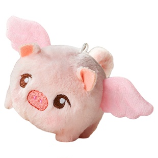 乐吉儿摇尾巴小飞猪 按压发声拉绳转动宠物动物毛绒玩偶挂件公仔