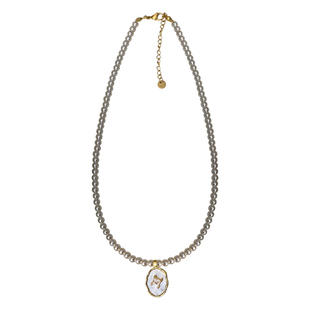 S家极光小米珍珠贝母吊坠项链女士轻奢复古气质高级感颈链锁骨链