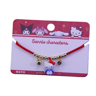 三丽鸥美乐蒂红绳手链抽拉可调节少女儿童手腕带铃铛KT猫手串手镯