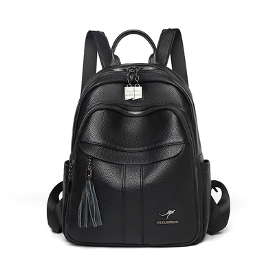 袋鼠正品真皮女包牛皮双肩包