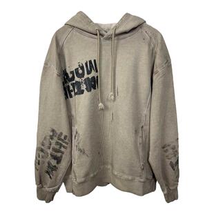 WithoutMe/FLEE BASEMENT 复古重磅水洗做旧印花宽松休闲连帽卫衣