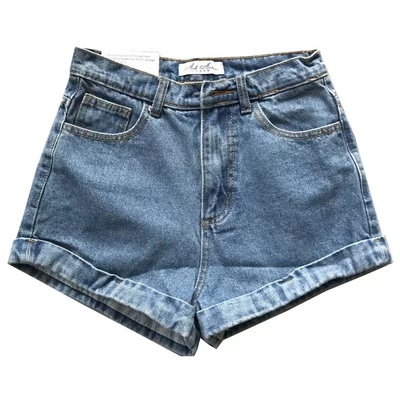 欧美经典复古高腰牛仔短裤