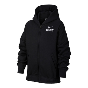 耐克男大童夹克马年限定新年款开襟加绒连帽衫针织外套IR0115-010