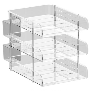 多层透明桌面文件架多层收纳盒办公学习用品置物架办公室学生文件盘书桌整理架