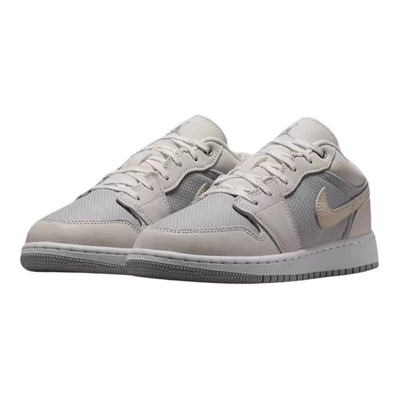 耐克大童女鞋2026秋季JORDAN AJ1浅灰奶茶复古网面板鞋IO2060-100