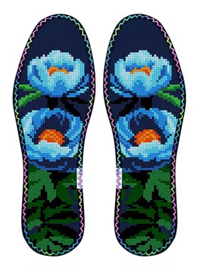 蓝色妖娆鸿运玫瑰七层棉布带花边